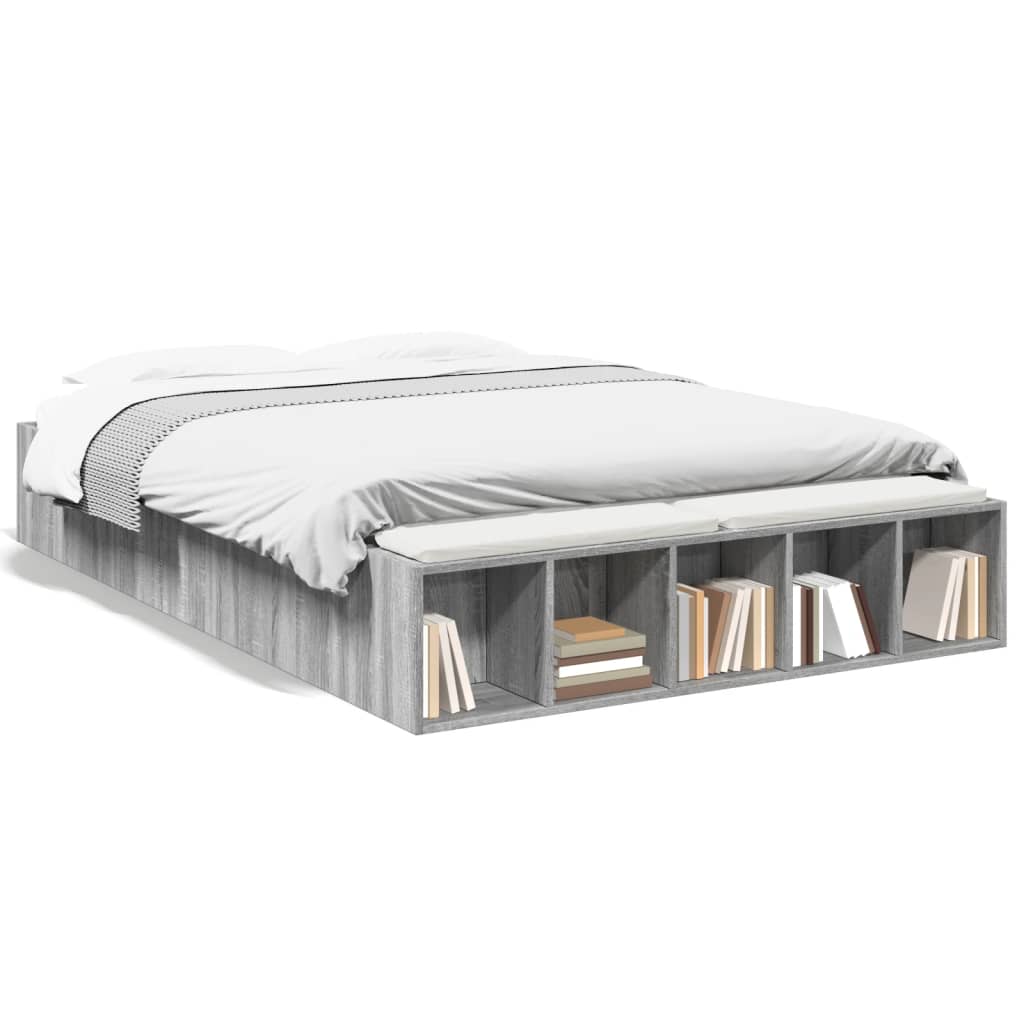 vidaXL Πλαίσιο Κρεβατιού Γκρι Sonoma 140x190 εκ. Επεξεργασμένο Ξύλο