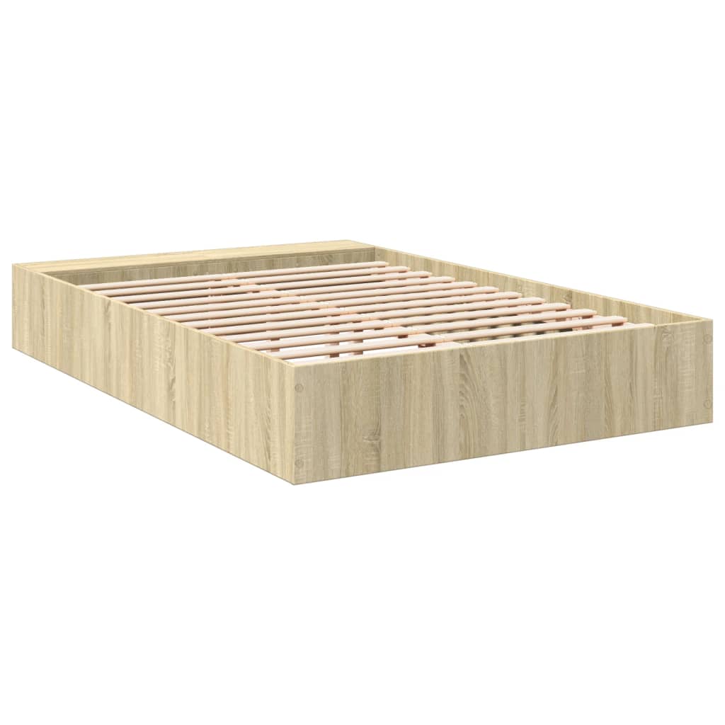 vidaXL Πλαίσιο Κρεβατιού Sonoma Δρυς 135x190 εκ. Επεξεργασμένο Ξύλο