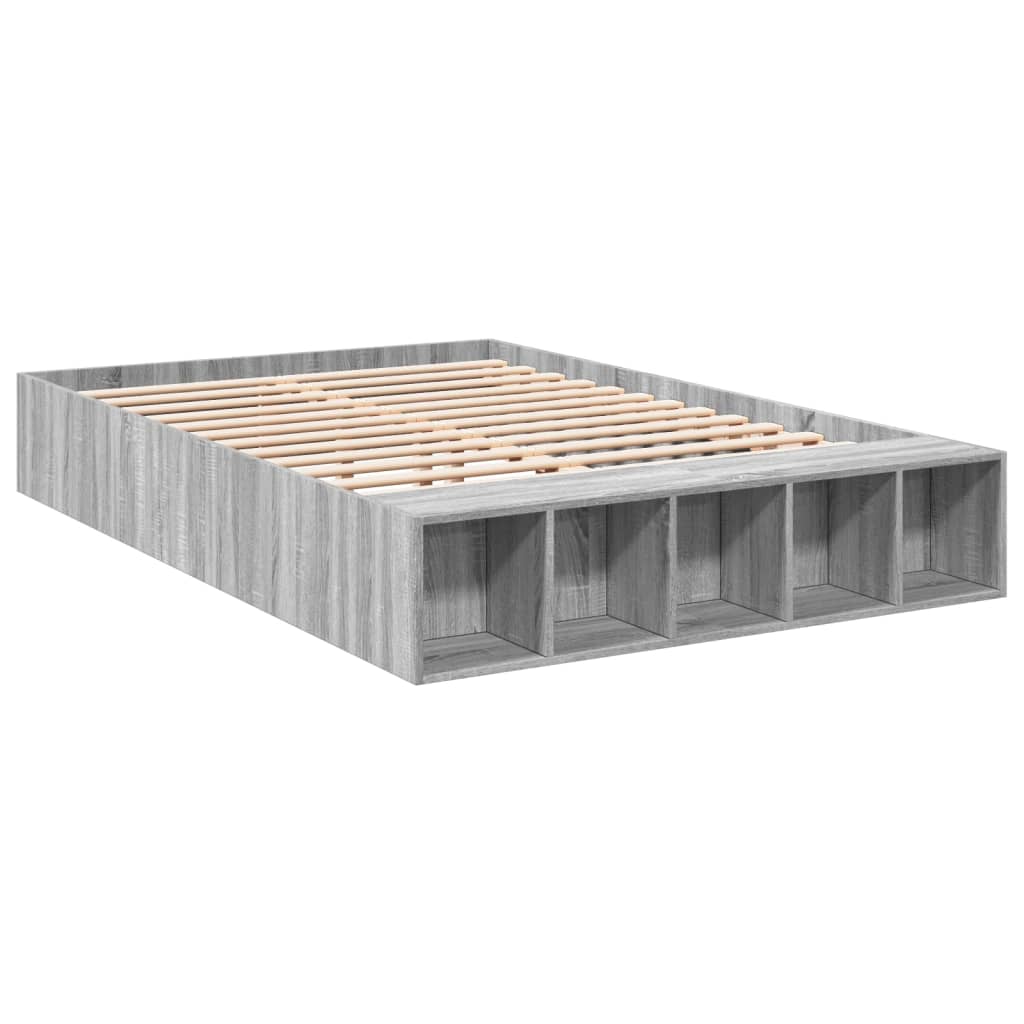 vidaXL Πλαίσιο Κρεβατιού Γκρι Sonoma 135x190 εκ. Επεξεργασμένο Ξύλο