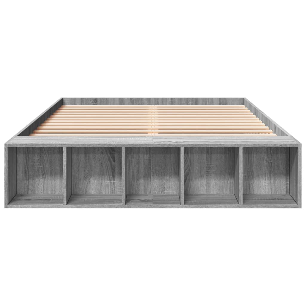 vidaXL Πλαίσιο Κρεβατιού Γκρι Sonoma 135x190 εκ. Επεξεργασμένο Ξύλο