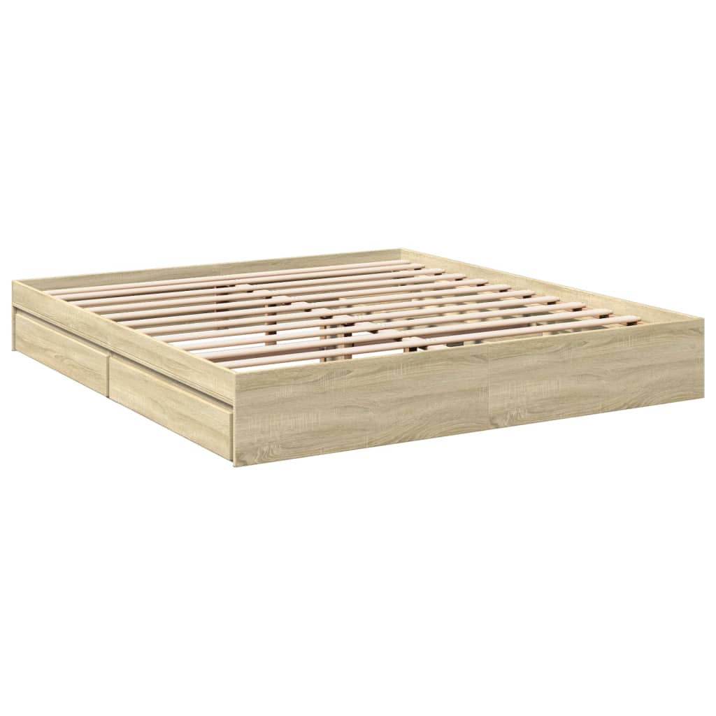 vidaXL Πλαίσιο Κρεβατιού με συρτάρια Sonoma Δρυς 200x200εκ. Επεξ. Ξύλο