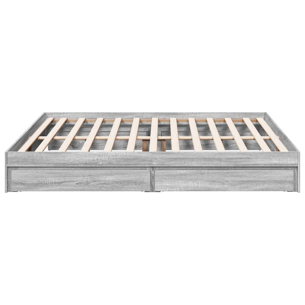 vidaXL Πλαίσιο Κρεβατιού με συρτάρια Γκρι sonoma 200x200εκ. Επεξ. Ξύλο