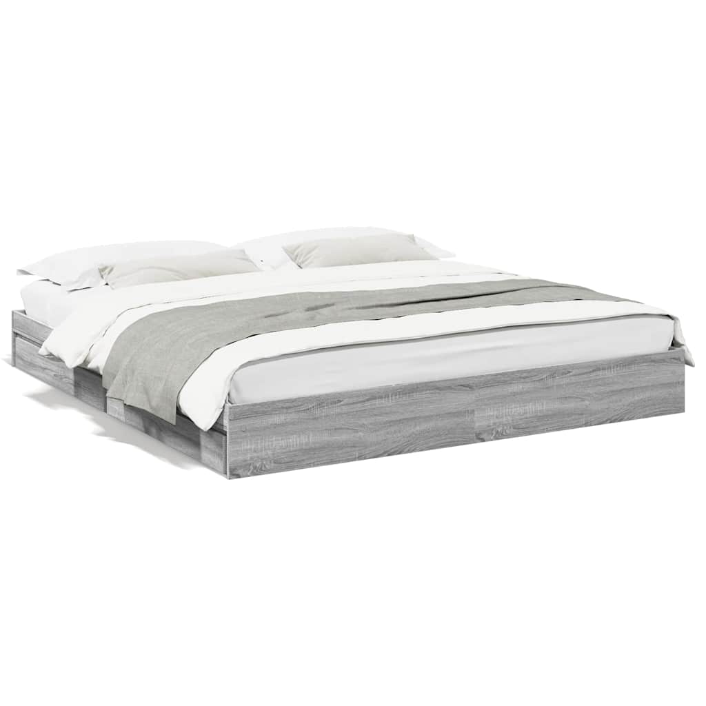 vidaXL Πλαίσιο Κρεβατιού με συρτάρια Γκρι sonoma 180x200εκ. Επεξ. Ξύλο