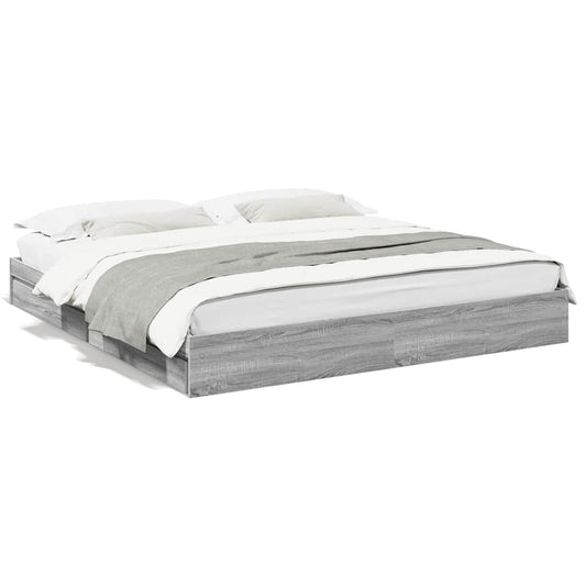 vidaXL Πλαίσιο Κρεβατιού με συρτάρια Γκρι sonoma 180x200εκ. Επεξ. Ξύλο
