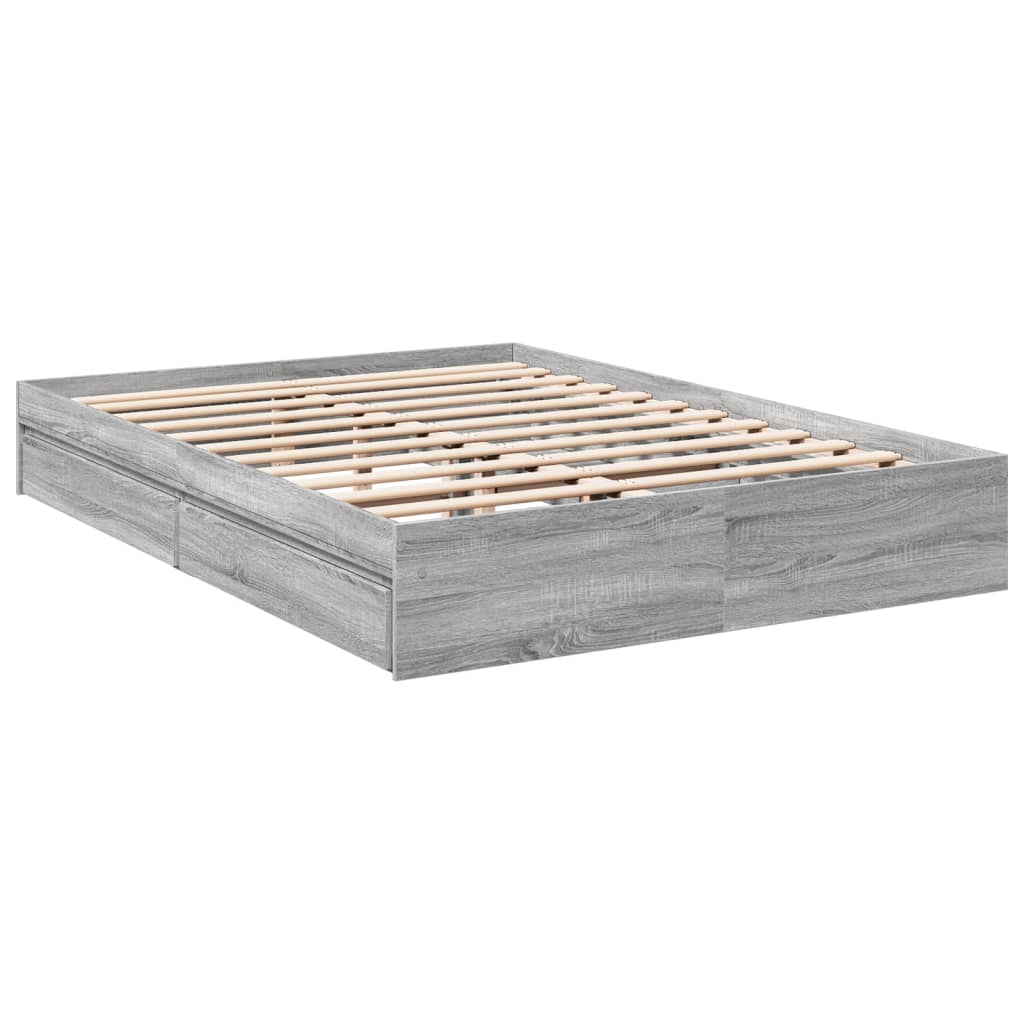 vidaXL Πλαίσιο Κρεβατιού με συρτάρια Γκρι sonoma 160x200εκ. Επεξ. Ξύλο