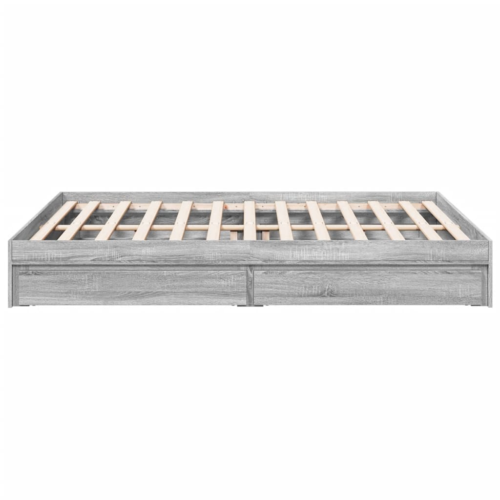 vidaXL Πλαίσιο Κρεβατιού με συρτάρια Γκρι sonoma 160x200εκ. Επεξ. Ξύλο