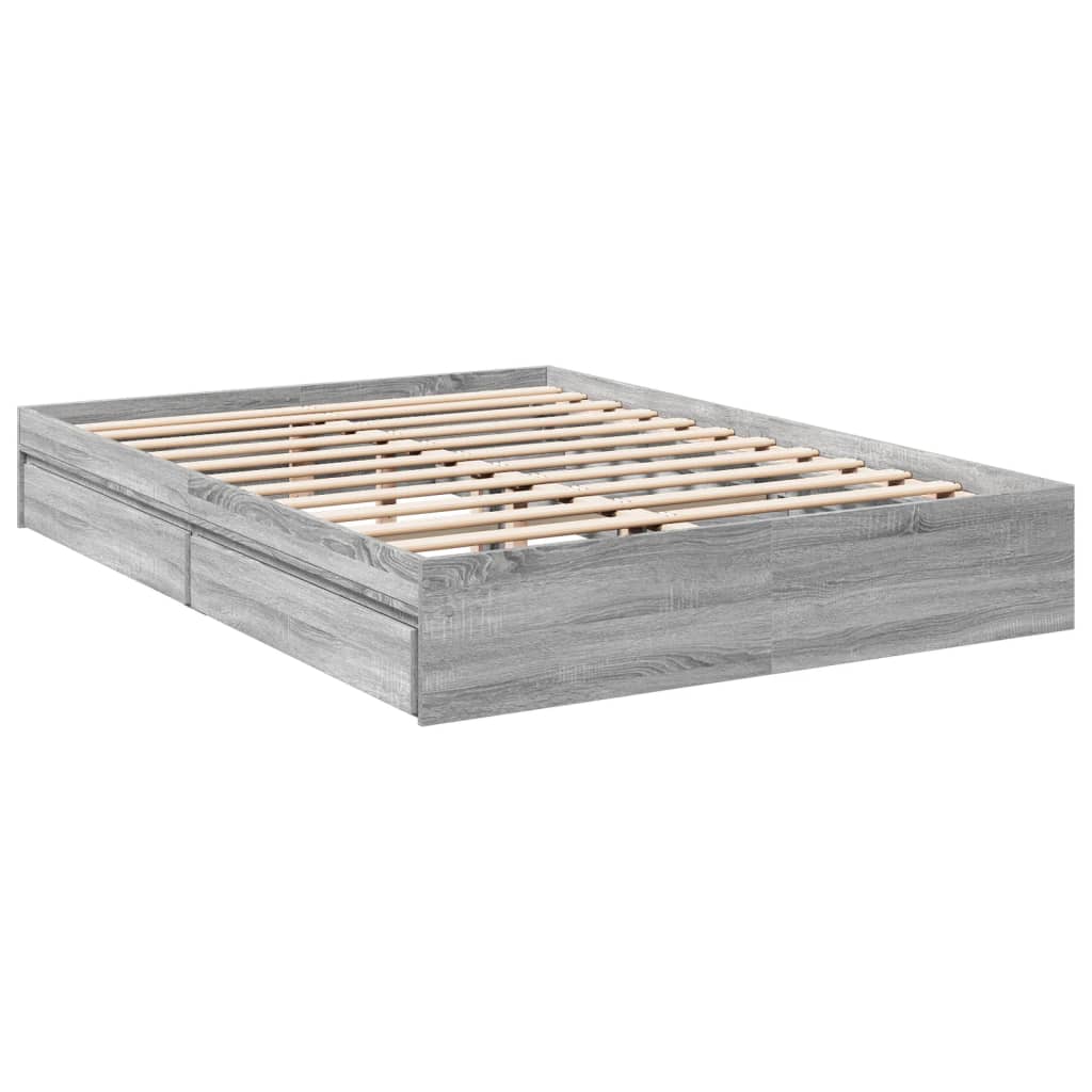 vidaXL Πλαίσιο Κρεβατιού με συρτάρια Γκρι sonoma 160x200εκ. Επεξ. Ξύλο