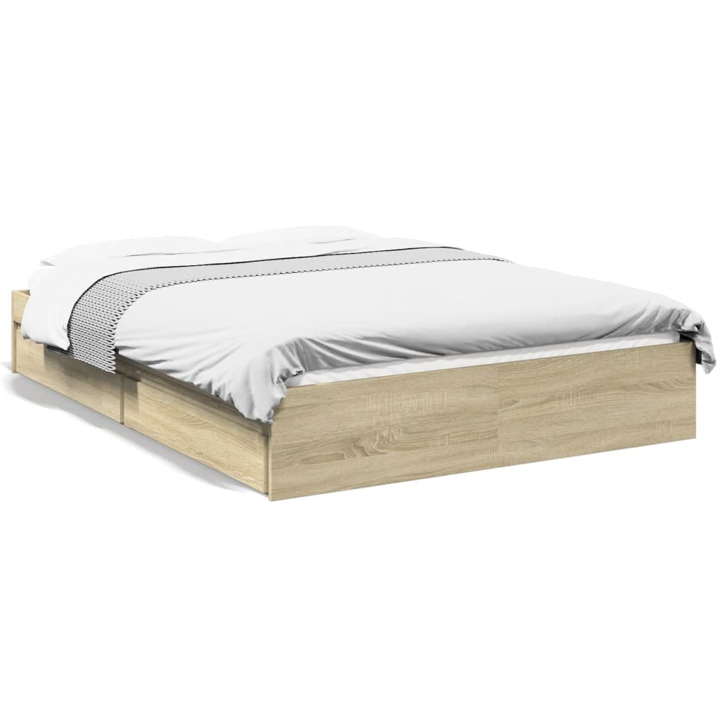 vidaXL Πλαίσιο Κρεβατιού με συρτάρια Sonoma Δρυς 140x200εκ. Επεξ. Ξύλο