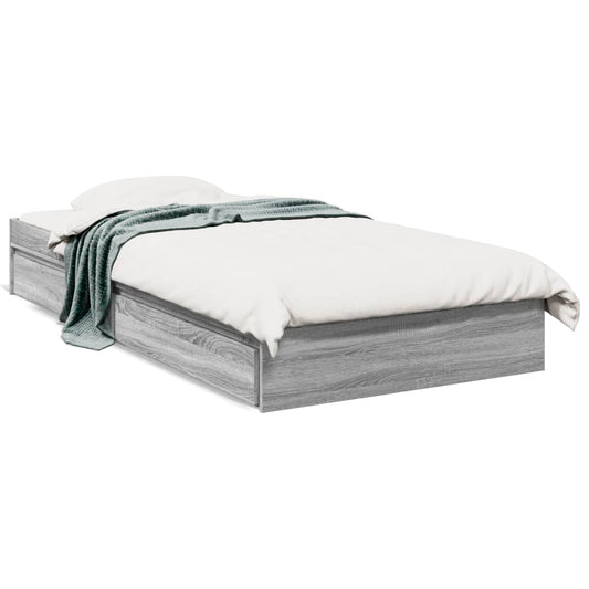 vidaXL Πλαίσιο Κρεβατιού με συρτάρια Γκρι sonoma 90x200εκ. Επεξ. Ξύλο