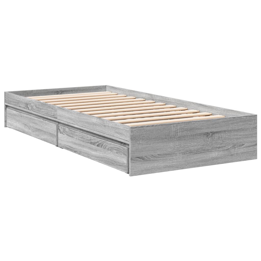 vidaXL Πλαίσιο Κρεβατιού με συρτάρια Γκρι sonoma 90x200εκ. Επεξ. Ξύλο