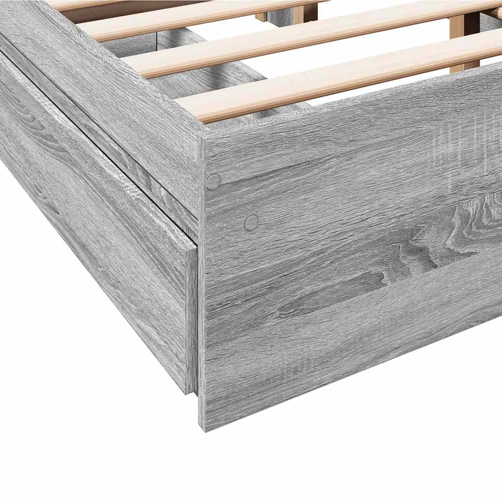vidaXL Πλαίσιο Κρεβατιού με συρτάρια Γκρι sonoma 120x190εκ. Επεξ. Ξύλο