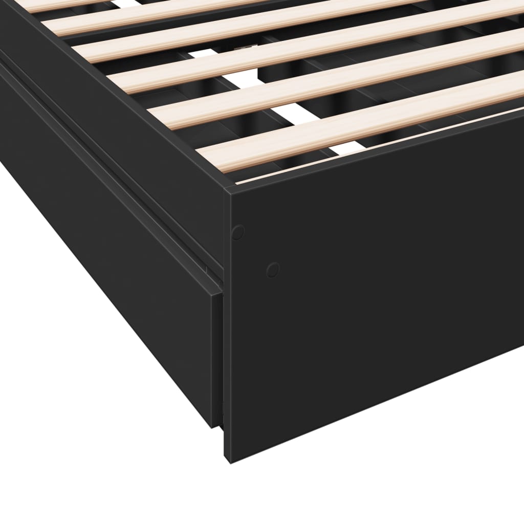 vidaXL Πλαίσιο Κρεβατιού με Συρτάρια Μαύρο 90x190 εκ. Επεξ. Ξύλο
