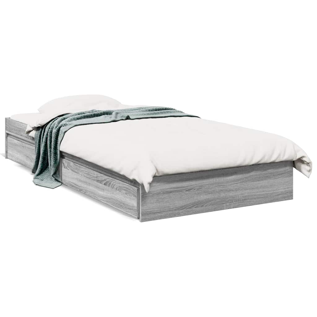 vidaXL Πλαίσιο Κρεβατιού με Συρτάρια Γκρι Sonoma 90x190εκ. Επεξ. Ξύλο