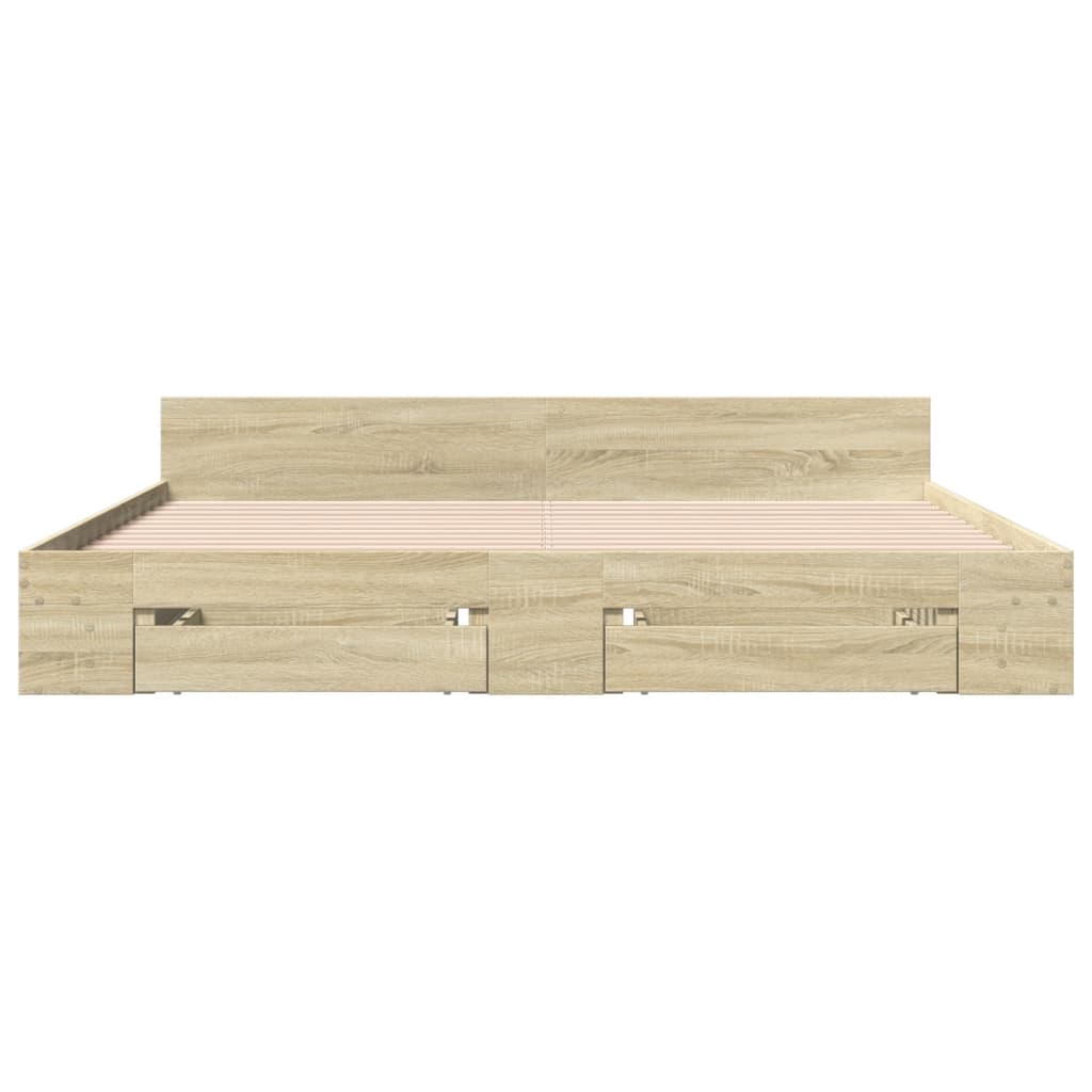 vidaXL Πλαίσιο Κρεβατιού με συρτάρια Sonoma Δρυς 200x200εκ. Επεξ. Ξύλο