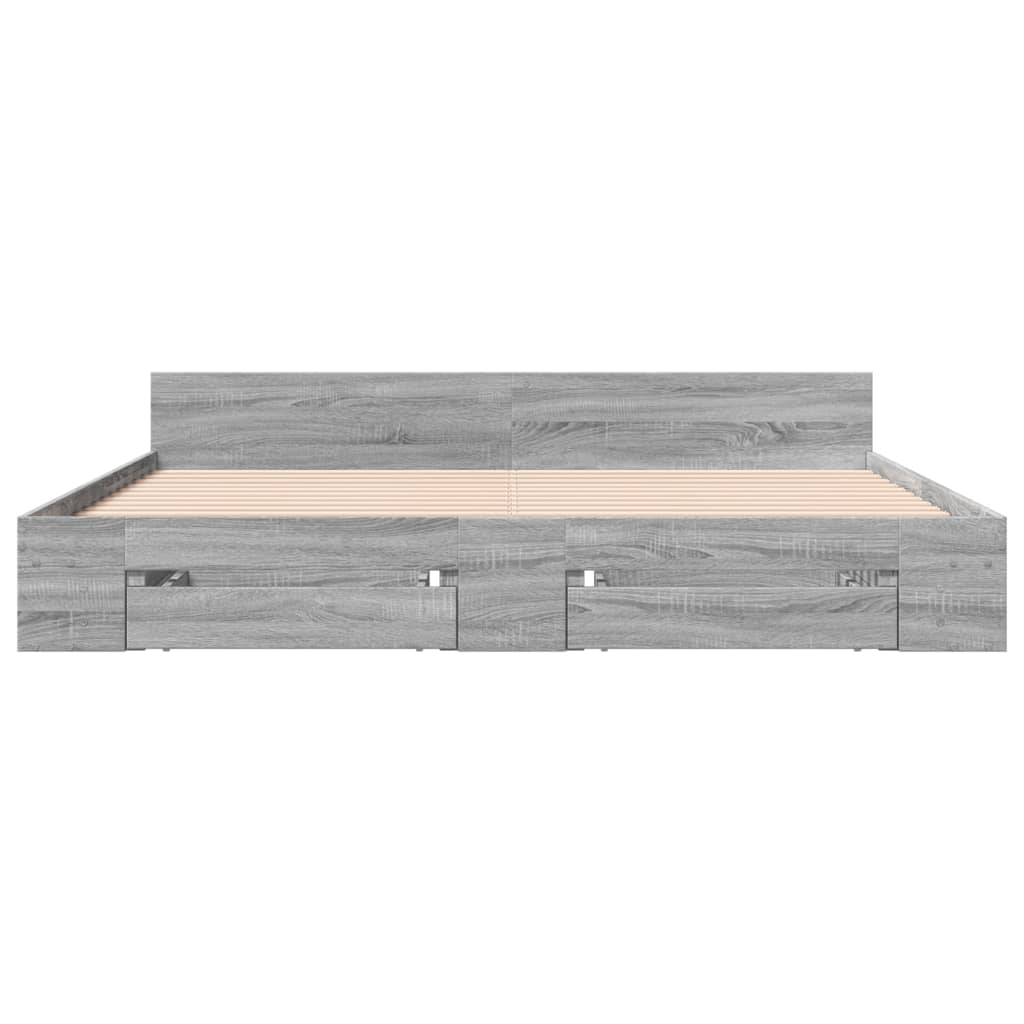 vidaXL Πλαίσιο Κρεβατιού με συρτάρια Γκρι sonoma 200x200εκ. Επεξ. Ξύλο