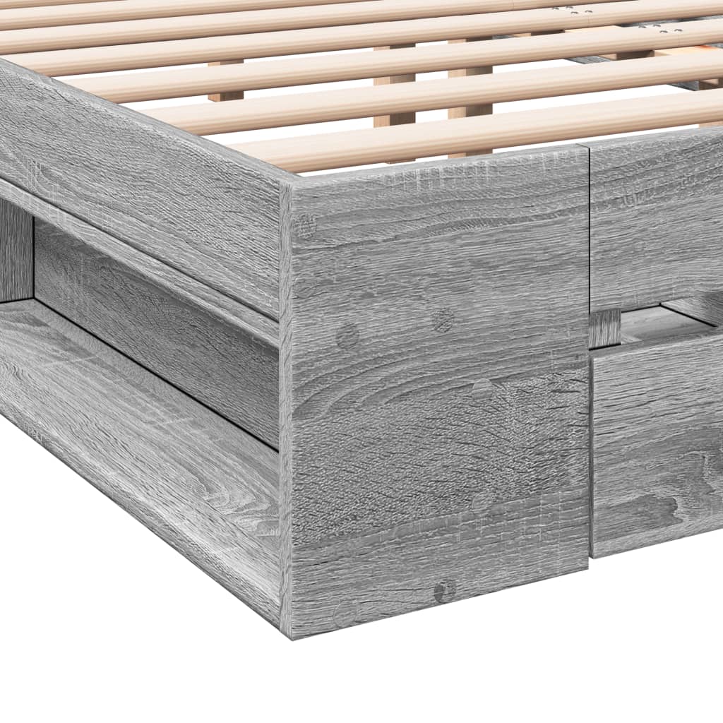 vidaXL Πλαίσιο Κρεβατιού με συρτάρια Γκρι sonoma 200x200εκ. Επεξ. Ξύλο