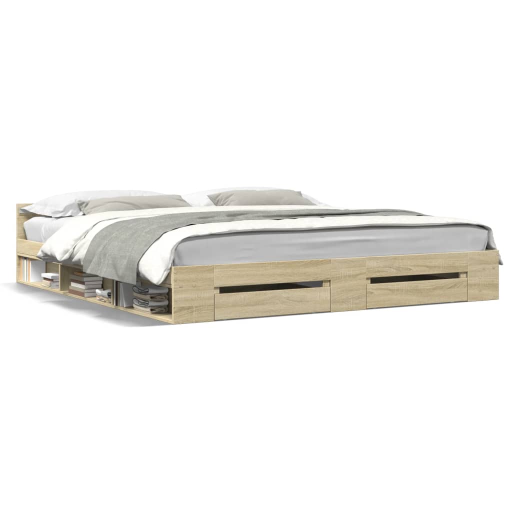 vidaXL Πλαίσιο Κρεβατιού με συρτάρια Sonoma Δρυς 180x200εκ. Επεξ. Ξύλο