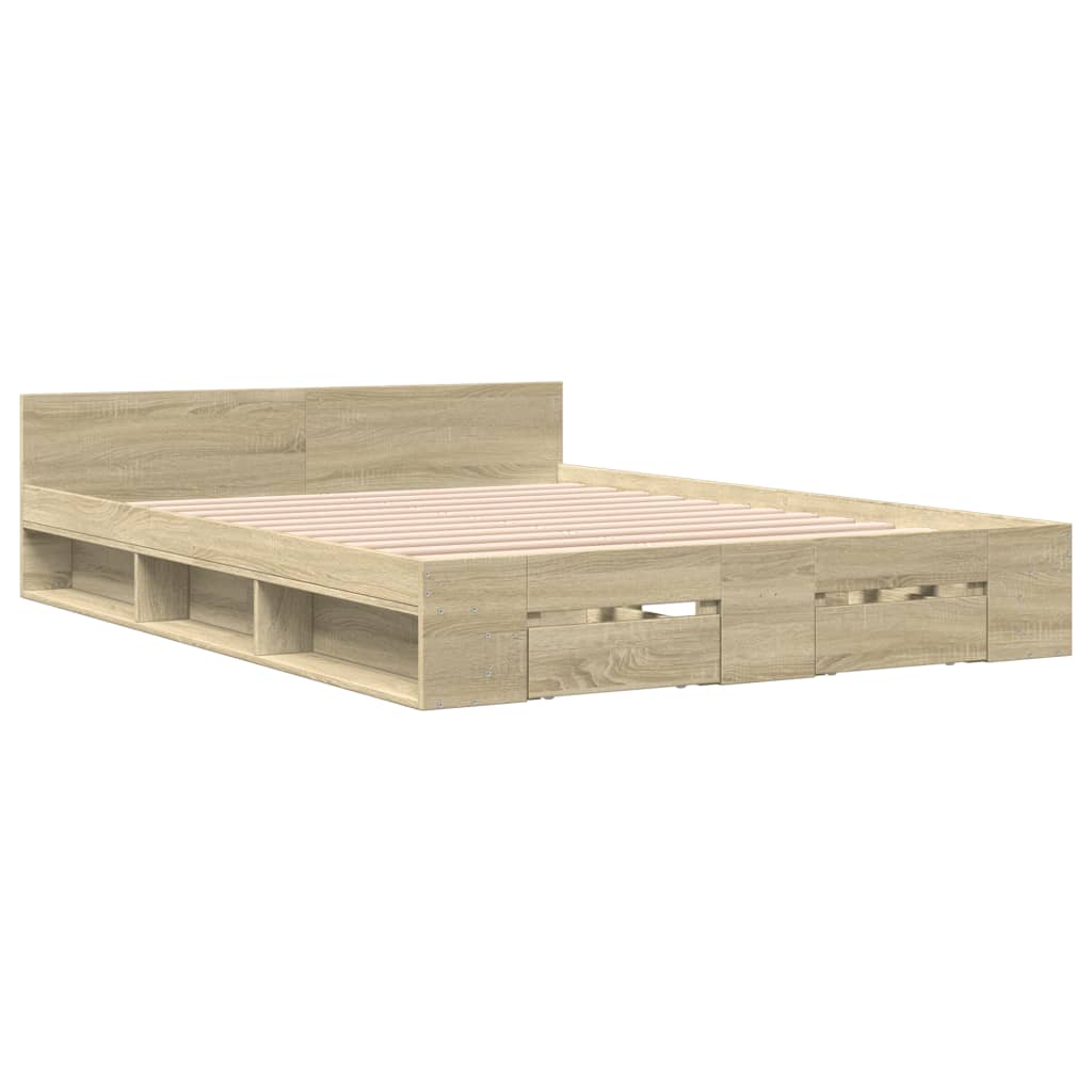 vidaXL Πλαίσιο Κρεβατιού με Συρτάρια Sonoma Δρυς 150x200εκ. Επεξ. Ξύλο
