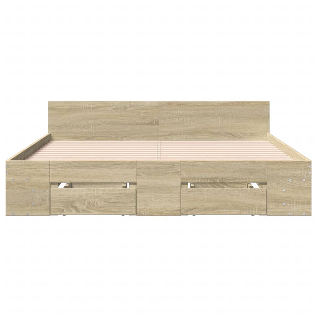 vidaXL Πλαίσιο Κρεβατιού με Συρτάρια Sonoma Δρυς 150x200εκ. Επεξ. Ξύλο