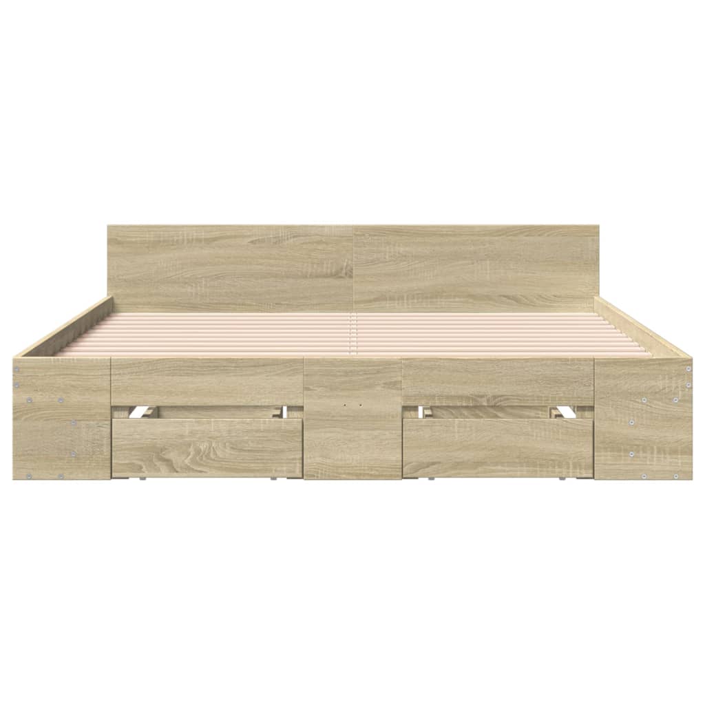 vidaXL Πλαίσιο Κρεβατιού με συρτάρια Sonoma Δρυς 140x200εκ. Επεξ. Ξύλο