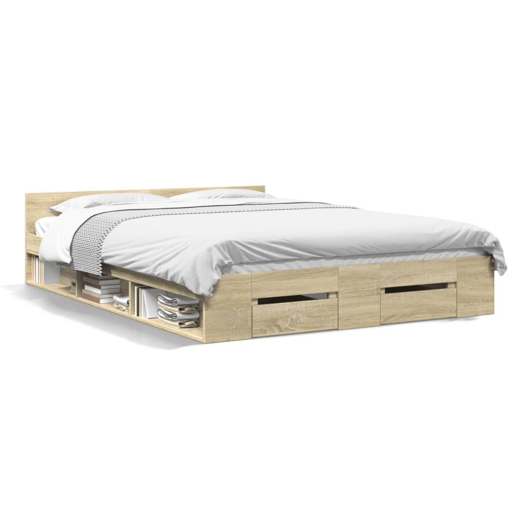 vidaXL Πλαίσιο Κρεβατιού με συρτάρια Sonoma Δρυς 120x200εκ. Επεξ. Ξύλο