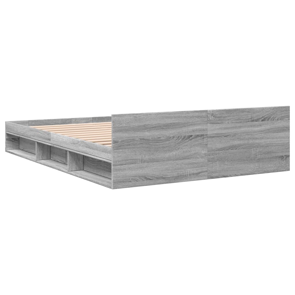 vidaXL Πλαίσιο Κρεβατιού με συρτάρια Γκρι sonoma 140x190εκ. Επεξ. Ξύλο