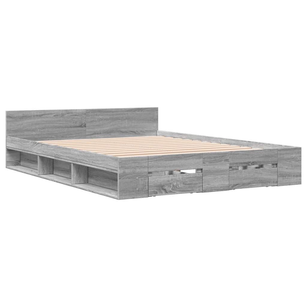 vidaXL Πλαίσιο Κρεβατιού με συρτάρια Γκρι sonoma 120x190εκ. Επεξ. Ξύλο