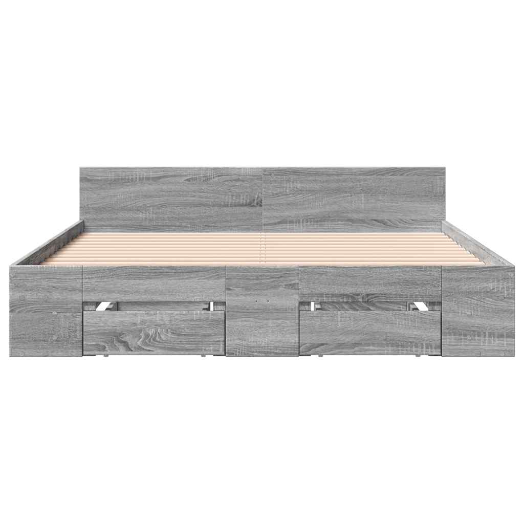 vidaXL Πλαίσιο Κρεβατιού με συρτάρια Γκρι sonoma 120x190εκ. Επεξ. Ξύλο