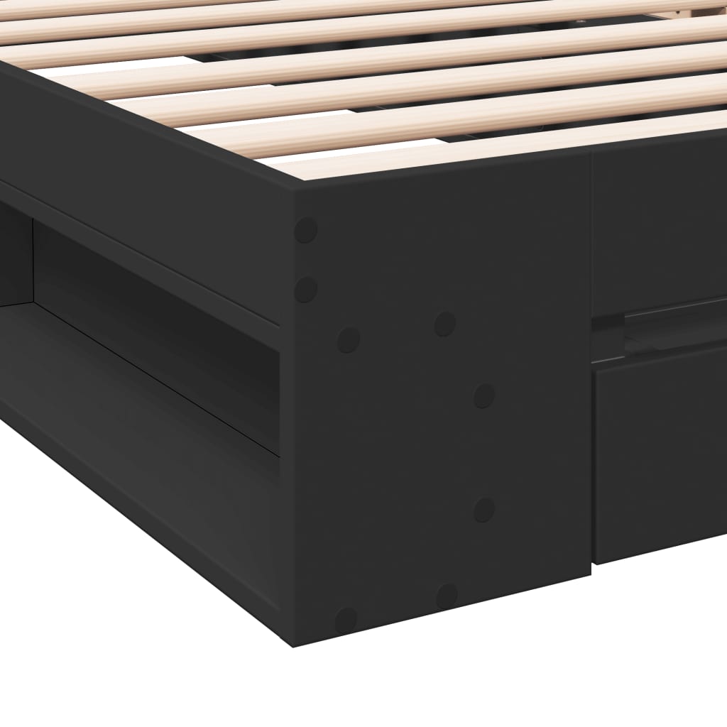 vidaXL Πλαίσιο Κρεβατιού με Συρτάρια Μαύρο 90x190 εκ. Επεξ. Ξύλο