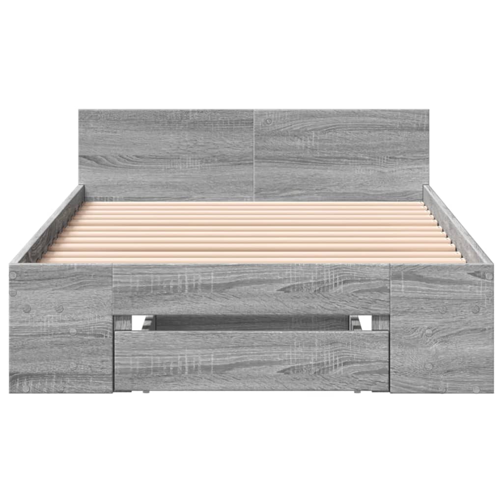 vidaXL Πλαίσιο Κρεβατιού με Συρτάρια Γκρι Sonoma 90x190εκ. Επεξ. Ξύλο