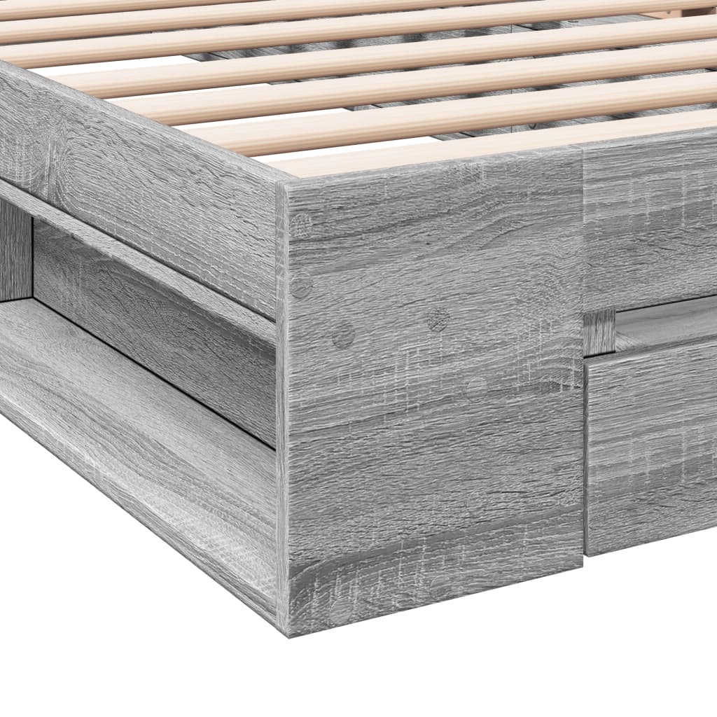 vidaXL Πλαίσιο Κρεβατιού με Συρτάρια Γκρι Sonoma 90x190εκ. Επεξ. Ξύλο