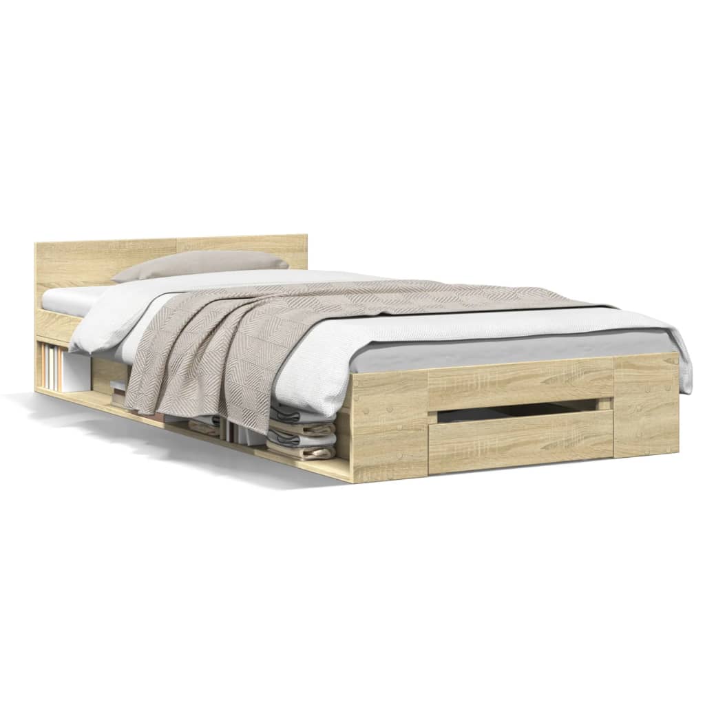 vidaXL Πλαίσιο Κρεβατιού με συρτάρια Sonoma Δρυς 100x200εκ. Επεξ. Ξύλο