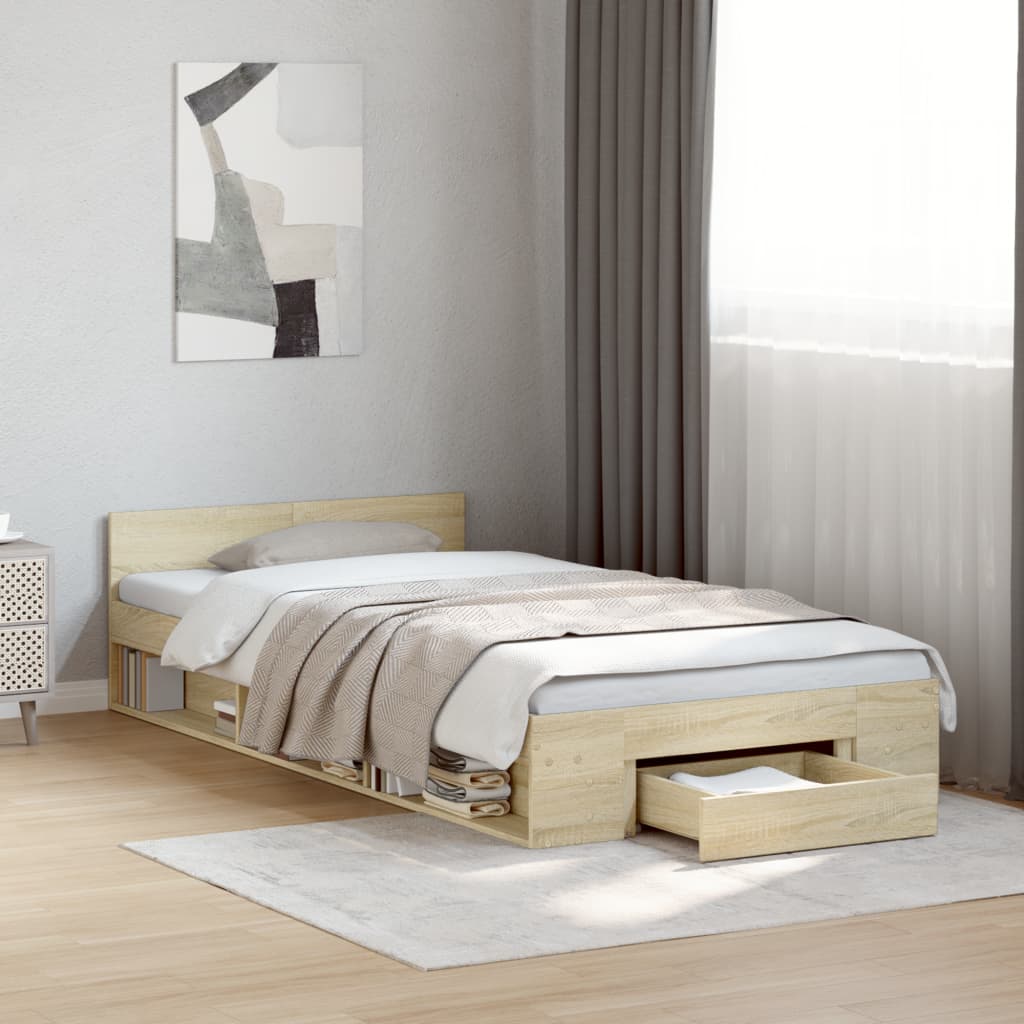 vidaXL Πλαίσιο Κρεβατιού με συρτάρια Sonoma Δρυς 100x200εκ. Επεξ. Ξύλο