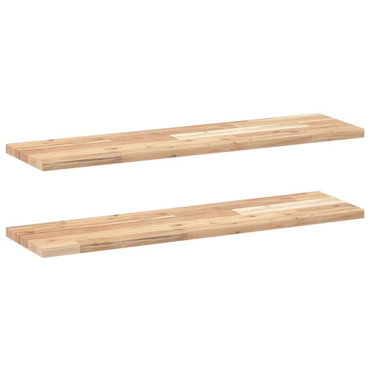 vidaXL Ράφια Πλωτά 2 τεμ. 80x20x2 εκ. από Μασίφ Ξύλο Ακακίας χωρίς Επεξεργασία