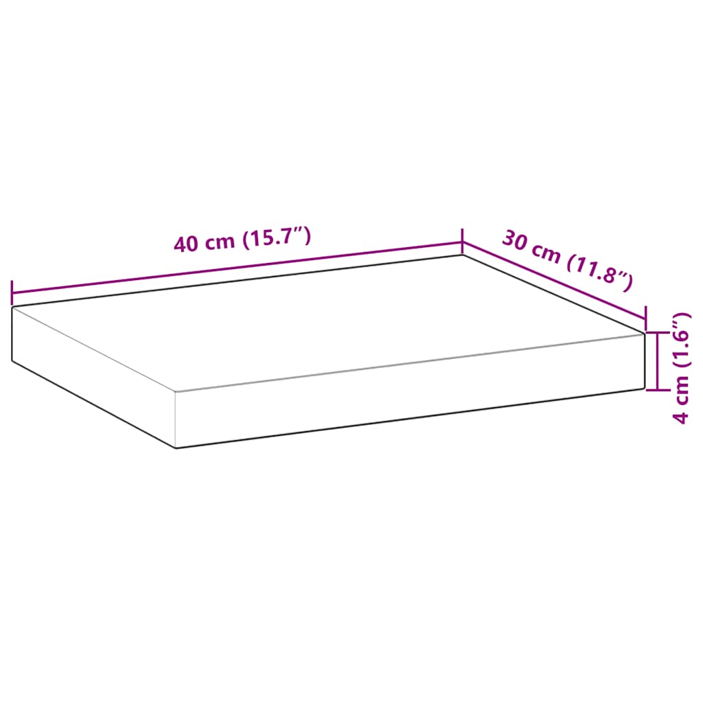 vidaXL Ράφι Πλωτό 40x30x4 εκ. από Μασίφ Ξύλο Ακακίας χωρίς Επεξεργασία