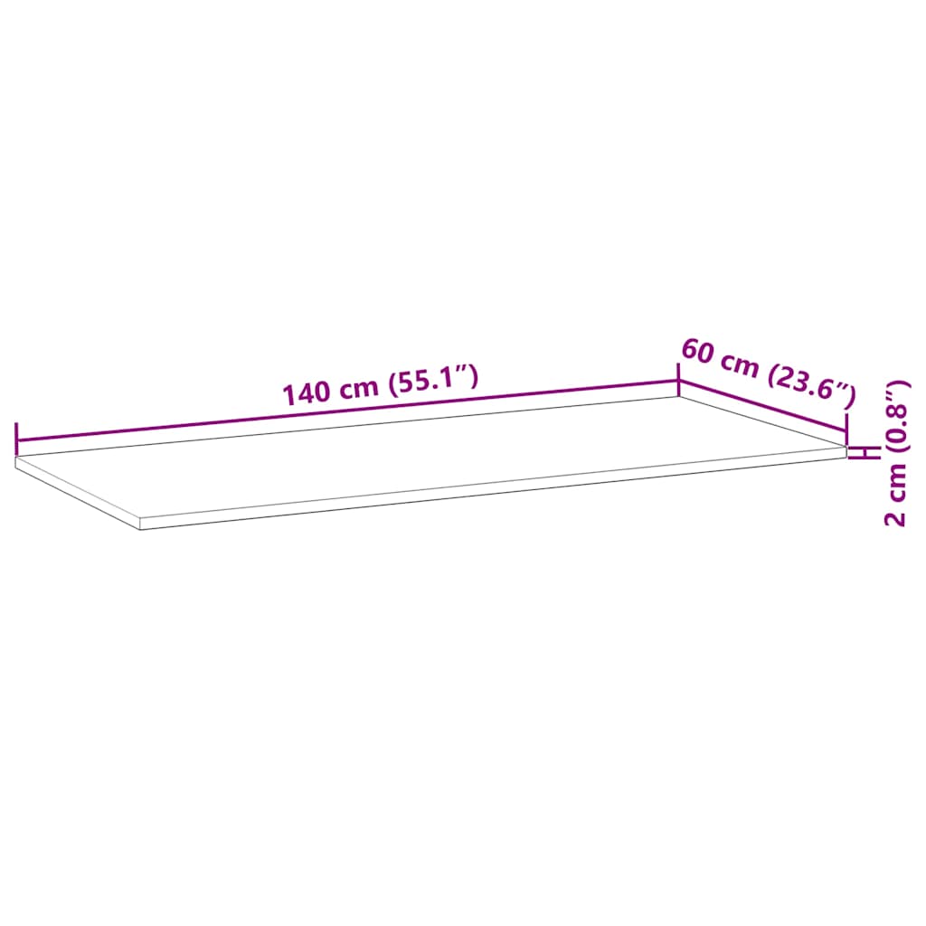 vidaXL Επιφάνεια Τραπεζιού 140x60x2 εκ. Μασίφ Ξύλο Ακακίας