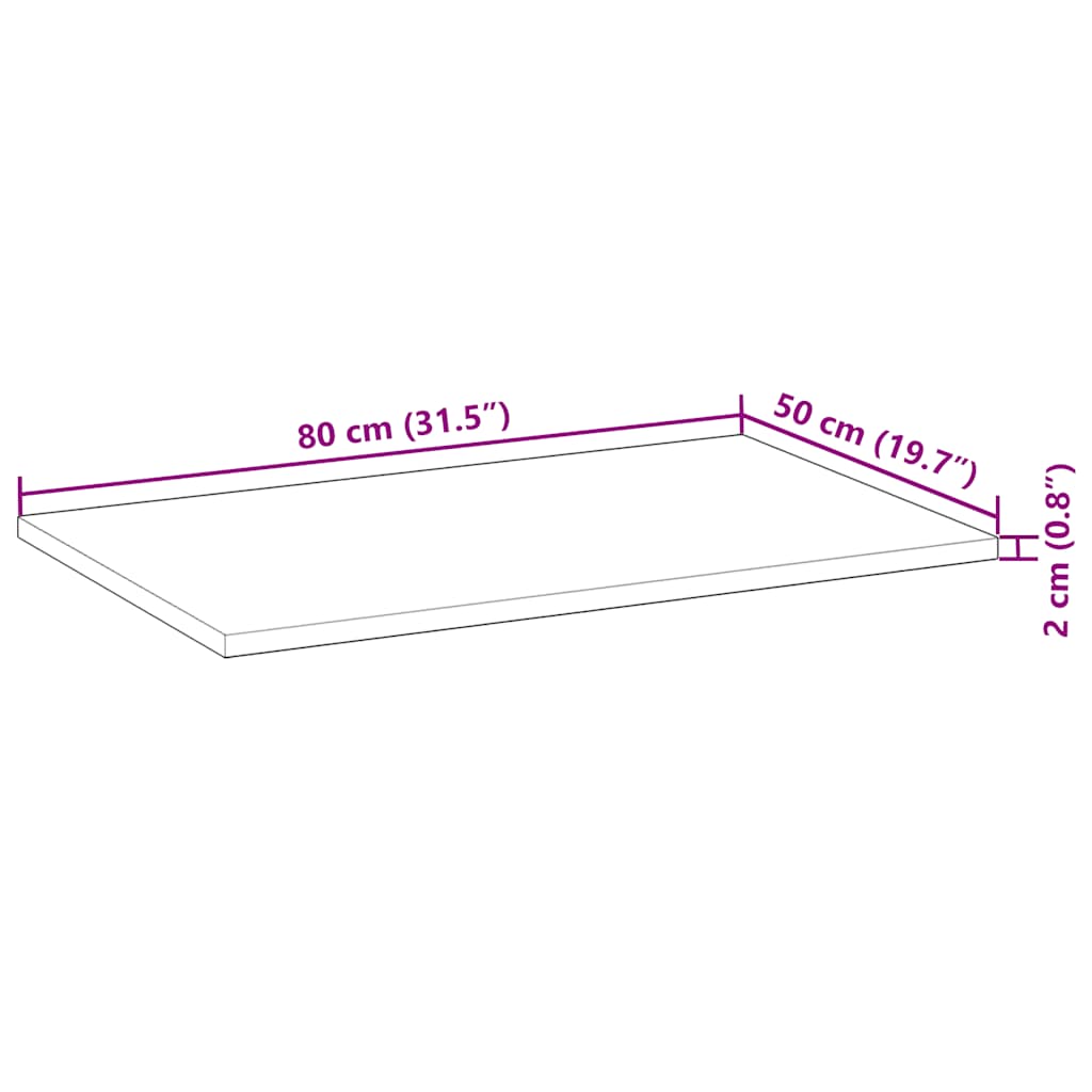 vidaXL Επιφάνεια Τραπεζιού Φιν. Λαδιού 80x50x2 εκ. Μασίφ Ξύλο Ακακίας
