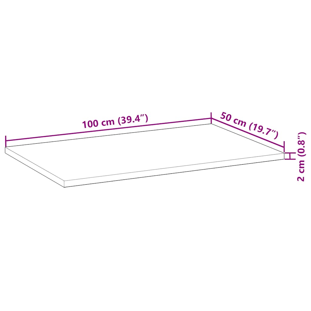vidaXL Επιφάνεια Τραπεζιού Φιν. Λαδιού 100x50x2 εκ. Μασίφ Ξύλο Ακακίας