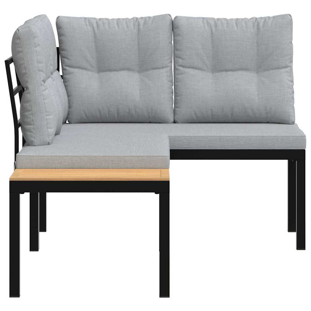 vidaXL Παγκάκια Κήπου 2 τεμ. Μαύρα Ατσάλι με Ηλεκτρ. Βαφή με Μαξιλάρια