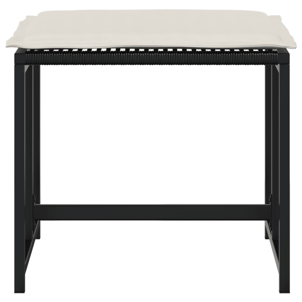 vidaXL Σκαμπό Κήπου 4 τεμ. Μαύρα από Συνθετικό Ρατάν με Μαξιλάρια