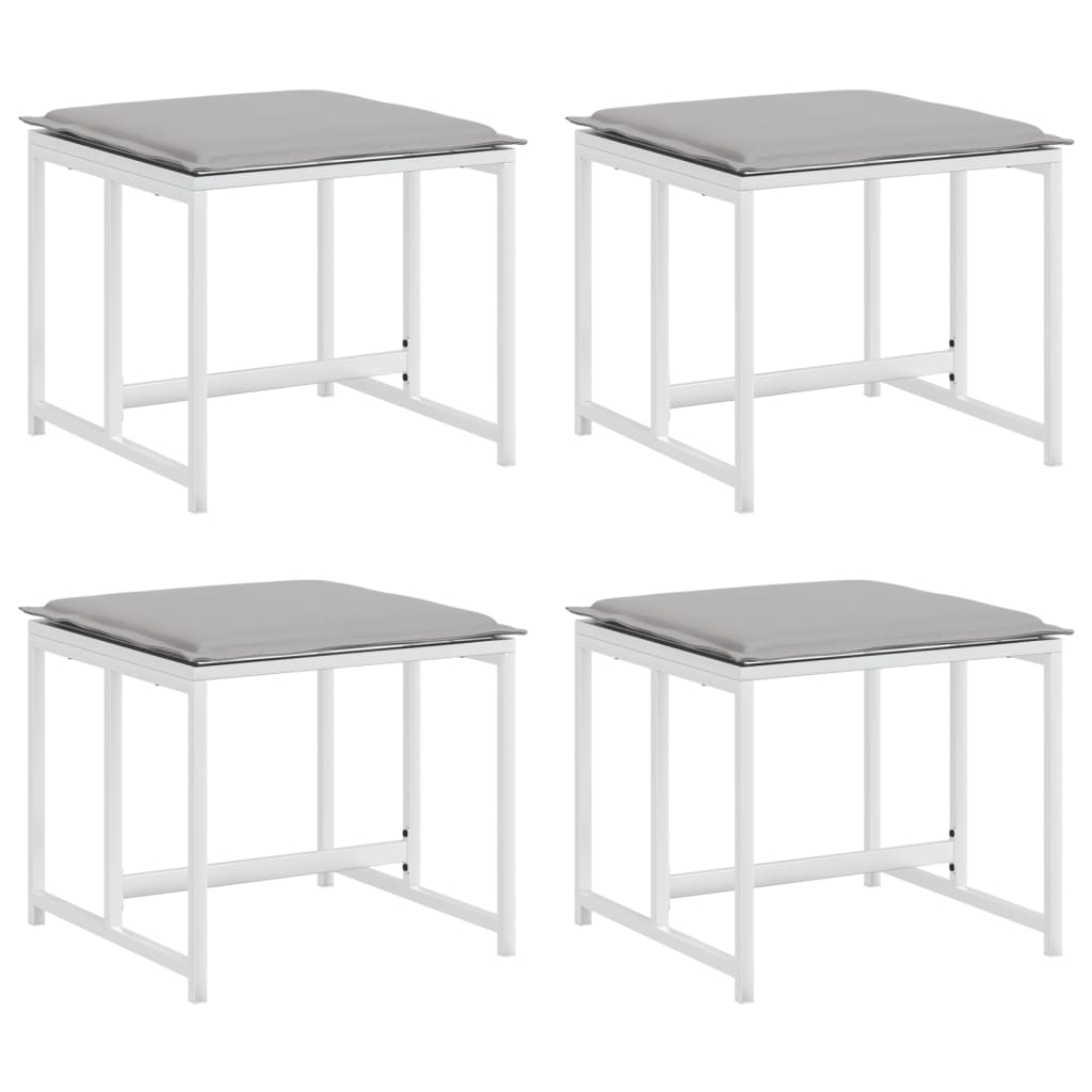 vidaXL Υποπόδια Κήπου 4 τεμ. Λευκά από Ατσάλι/Textilene με Μαξιλάρια