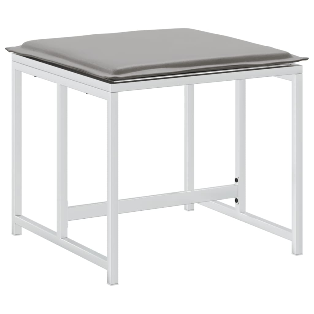 vidaXL Υποπόδια Κήπου 4 τεμ. Λευκά από Ατσάλι/Textilene με Μαξιλάρια