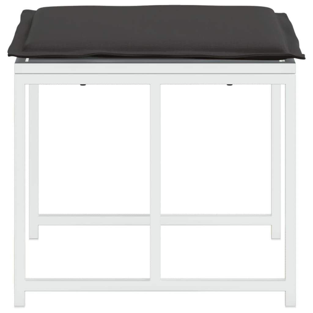 vidaXL Υποπόδια Κήπου 4 τεμ. Λευκά από Ατσάλι/Textilene με Μαξιλάρια