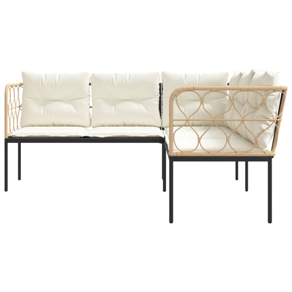 vidaXL Καναπές Κήπου Μαύρος Σχήμα L από Ατσάλι/Textilene με Μαξιλάρια