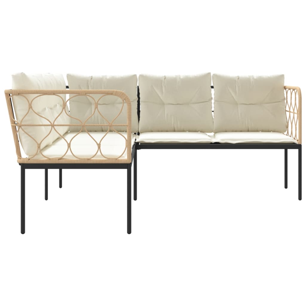 vidaXL Καναπές Κήπου Μαύρος Σχήμα L από Ατσάλι/Textilene με Μαξιλάρια