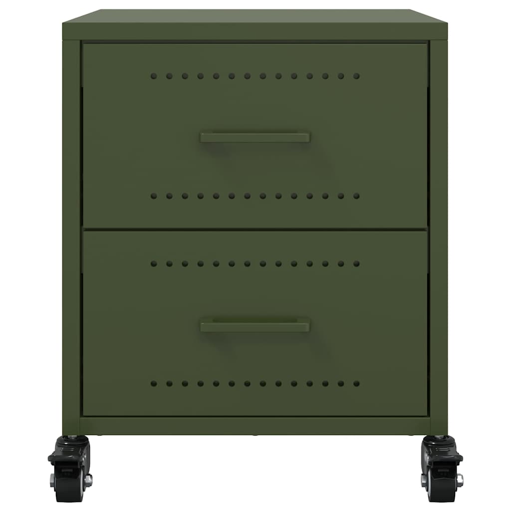 vidaXL Κομοδίνο Πράσινο Λαδί 36x39x43,5 εκ. από Χάλυβα