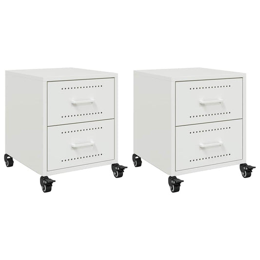vidaXL Κομοδίνα 2 τεμ. Λευκό 36x39x43,5 εκ. από Χάλυβα