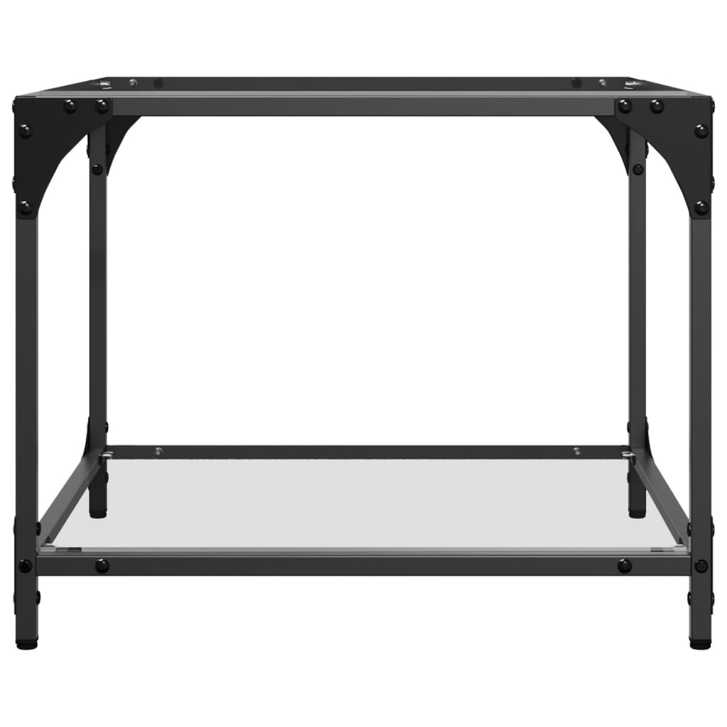 vidaXL Τραπεζάκια Σαλονιού Επιφάνεια Διαφανές Γυαλί 50x50x40 εκ Ατσάλι