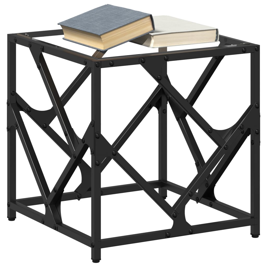 vidaXL Τραπεζάκι Σαλονιού Επιφάνεια Διαφανές Γυαλί 40x40x41 εκ Ατσάλι