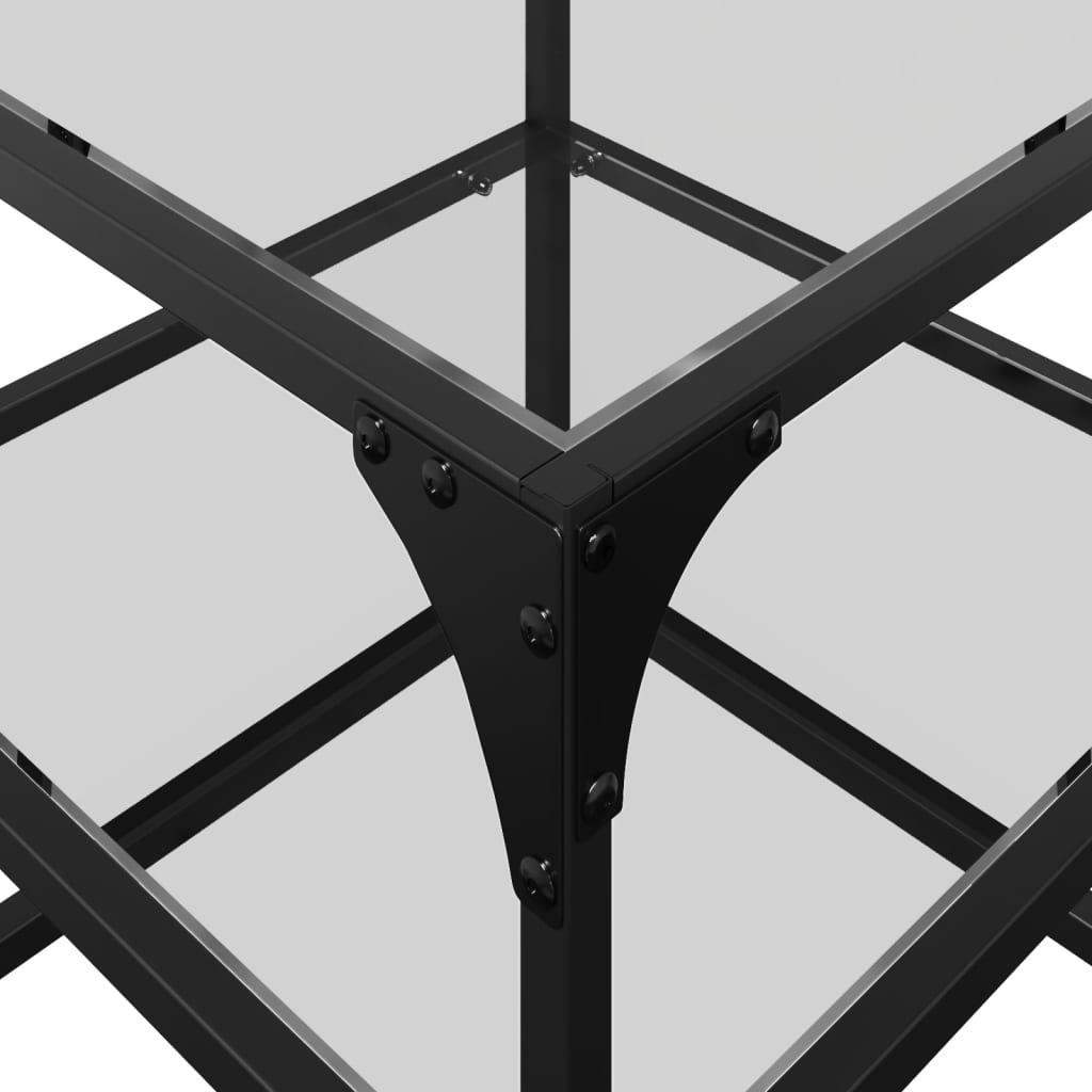 vidaXL Τραπεζάκι Σαλονιού Επιφάνεια Διαφανές Γυαλί 40x40x45 εκ Ατσάλι